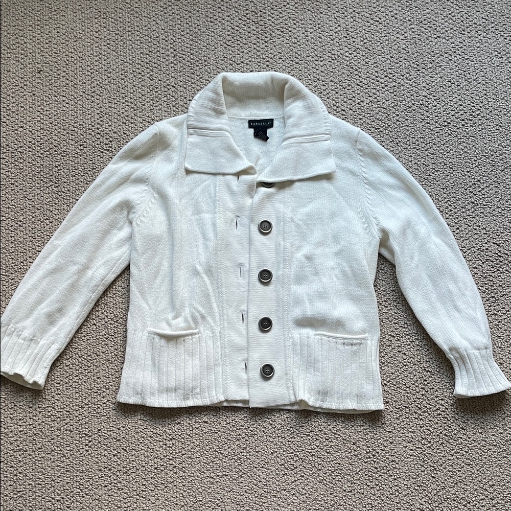 Rafaella Cream Button-Up Sweater